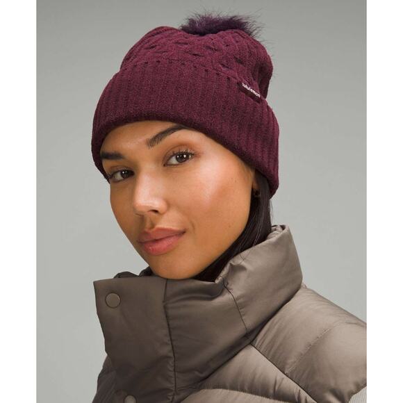 Lululemon Cable Knit Pom Beanie Plum One Size NWT main image 7